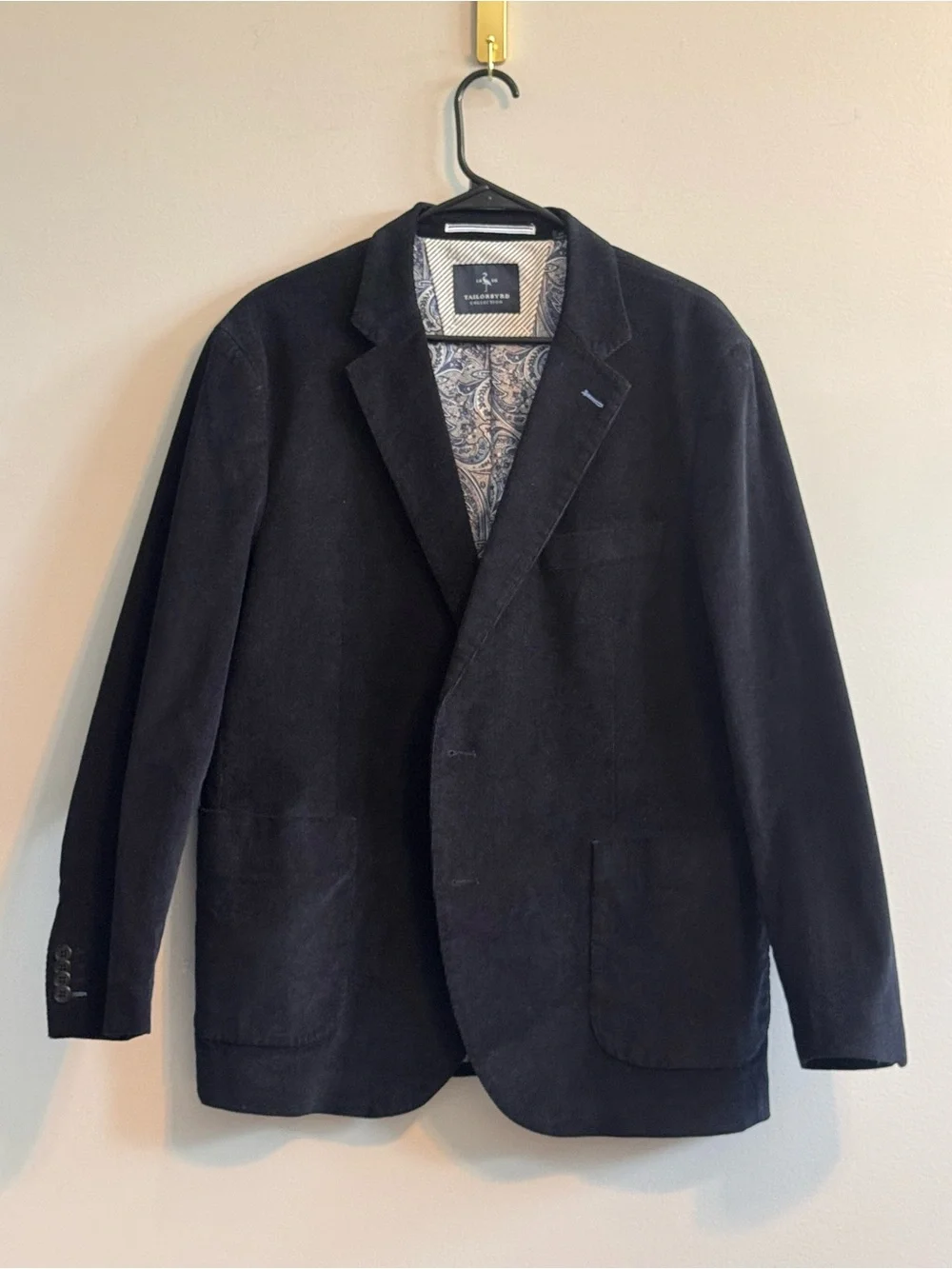 TailorByrd Men’s Navy Stretch Corduroy Blazer Sport Coat 44R